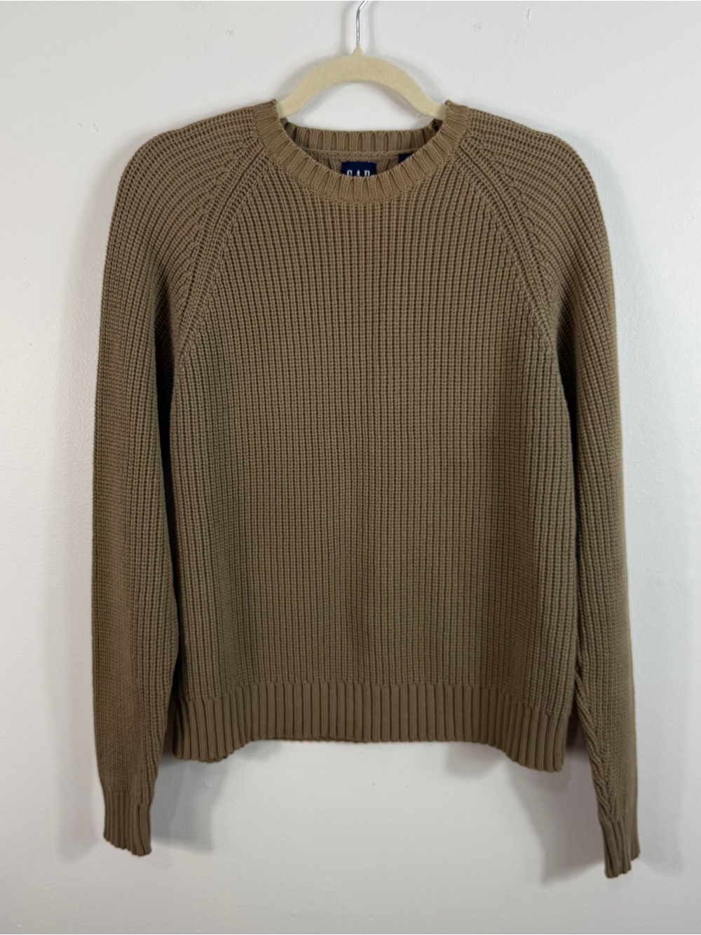 Vintage Gap 90s Shaker Knit Sweater Men's M Brown Fisherman Crew Neck Casual